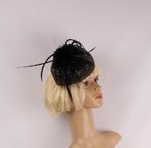  Head band pillbox  hatiinator w sequins and feathers black STYLE: HS/4679/BLK